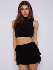 Multi Layered Frill Slinky Skirt & Crop Top Co-ord