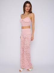 Lace Detail Padded Bralet Crop Top & Flare Trouser Co-ord