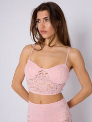 Lace Detail Padded Bralet Crop Top & Flare Trouser Co-ord