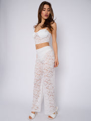 Lace Detail Padded Bralet Crop Top & Flare Trouser Co-ord