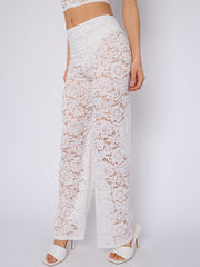 Lace Detail Padded Bralet Crop Top & Flare Trouser Co-ord
