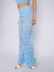 Lace Detail Padded Bralet Crop Top & Flare Trouser Co-ord