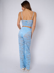 Lace Detail Padded Bralet Crop Top & Flare Trouser Co-ord