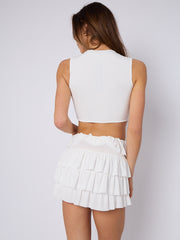 Multi Layered Frill Slinky Skirt & Crop Top Co-ord