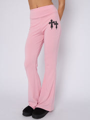 Crucifix Detail Crop Top & Flare Hosen Co-ordte