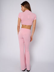 Crucifix Detail Crop Top & Flare Hosen Co-ordte