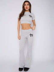 Crucifix Detail Crop Top & Flare Hosen Co-ordte