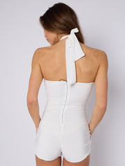 Spring Coil Cut Out Detail Halter Neck Playsuit