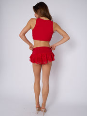 Rippen Crop Top & Rack Minirock-Co-ordte