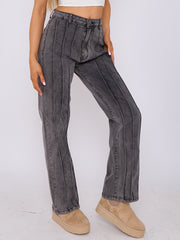 3 Seam Detail Wide Leg Jeans