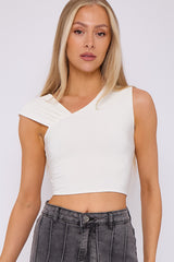 Ruched Slinky Strap Crop Top