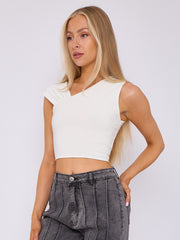 Ruched Slinky Strap Crop Top