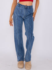 3 Seam Detail Wide Leg Jeans