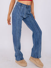 3 Seam Detail Wide Leg Jeans