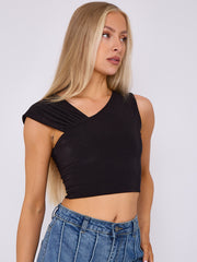 Ruched Slinky Strap Crop Top