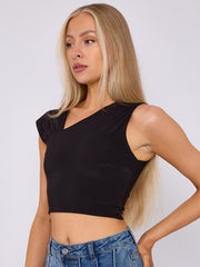 Ruched Slinky Strap Crop Top
