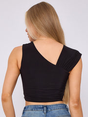 Ruched Slinky Strap Crop Top