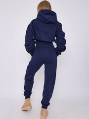 Cropped Ruched Sleeve Hoodie & Jogger Co-ord