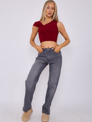 Straight Leg Denim Jeans