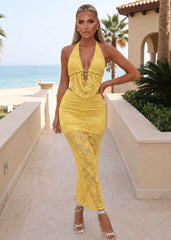 Lace Cowl Neck Top & Maxi Set