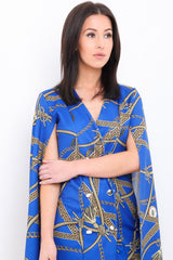 Olivia barokke print split mouw blazerjurk