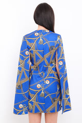 Olivia barokke print split mouw blazerjurk