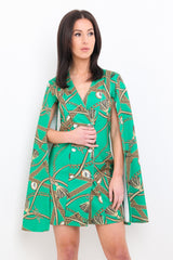 Olivia barokke print split mouw blazerjurk