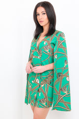 Olivia barokke print split mouw blazerjurk