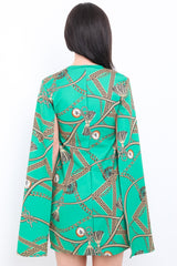 Olivia barokke print split mouw blazerjurk