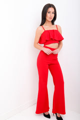 Frill Cami Top And Wide Leg Trouser Set
