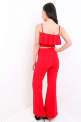 Frill Cami Top And Wide Leg Trouser Set