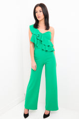 One Shoulder Ruffle Frill Jumpsuit