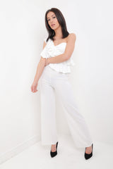 One Shoulder Ruffle Frill Jumpsuit