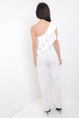 One Shoulder Ruffle Frill Jumpsuit