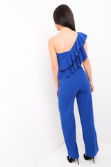 One Shoulder Ruffle Frill Jumpsuit