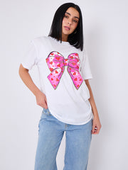 Bow Hearts Graphic Printed T-Shirt
