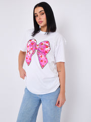 Bow Hearts Graphic Printed T-Shirt