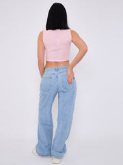 Bow Front Detail Ribbed Crop Top