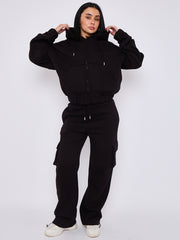 Cargo Style Zip Hoodie Set
