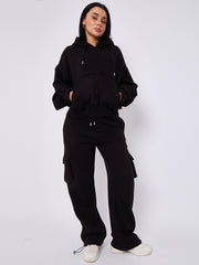 Cargo Style Zip Hoodie Set