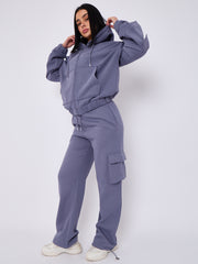 Cargo Style Zip Hoodie Set
