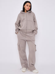 Cargo Style Zip Hoodie Set