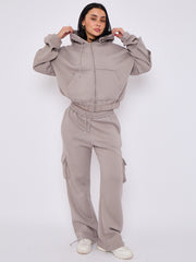 Cargo Style Zip Hoodie Set