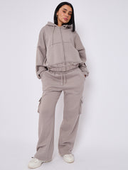 Cargo Style Zip Hoodie Set