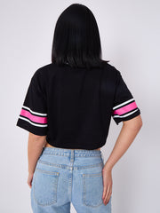 98 Graphic Printed V-Neck Crop Top