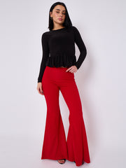 High Waist Flared Trousers