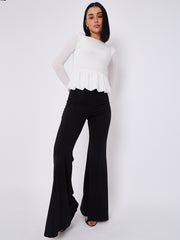 High Waist Flared Trousers