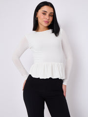 Bubble Hem Slinky Long Sleeve Top