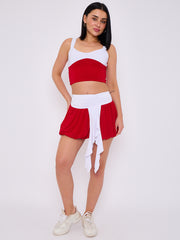 Contrast Trim Slinky Crop Top & Skirt Co-ord