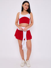 Contrast Trim Slinky Crop Top & Skirt Co-ord